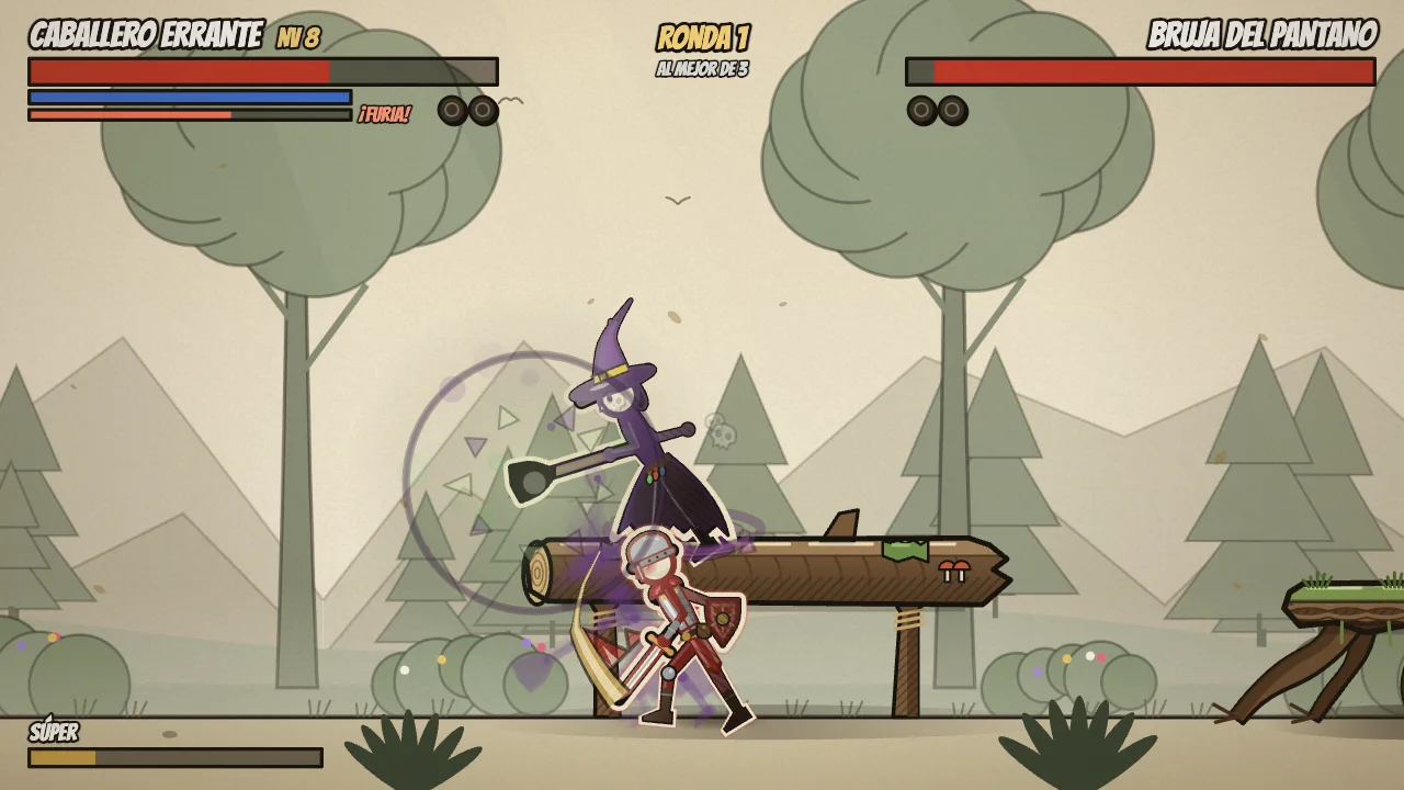 The Wandering Knight against the Swamp Witch in the forest